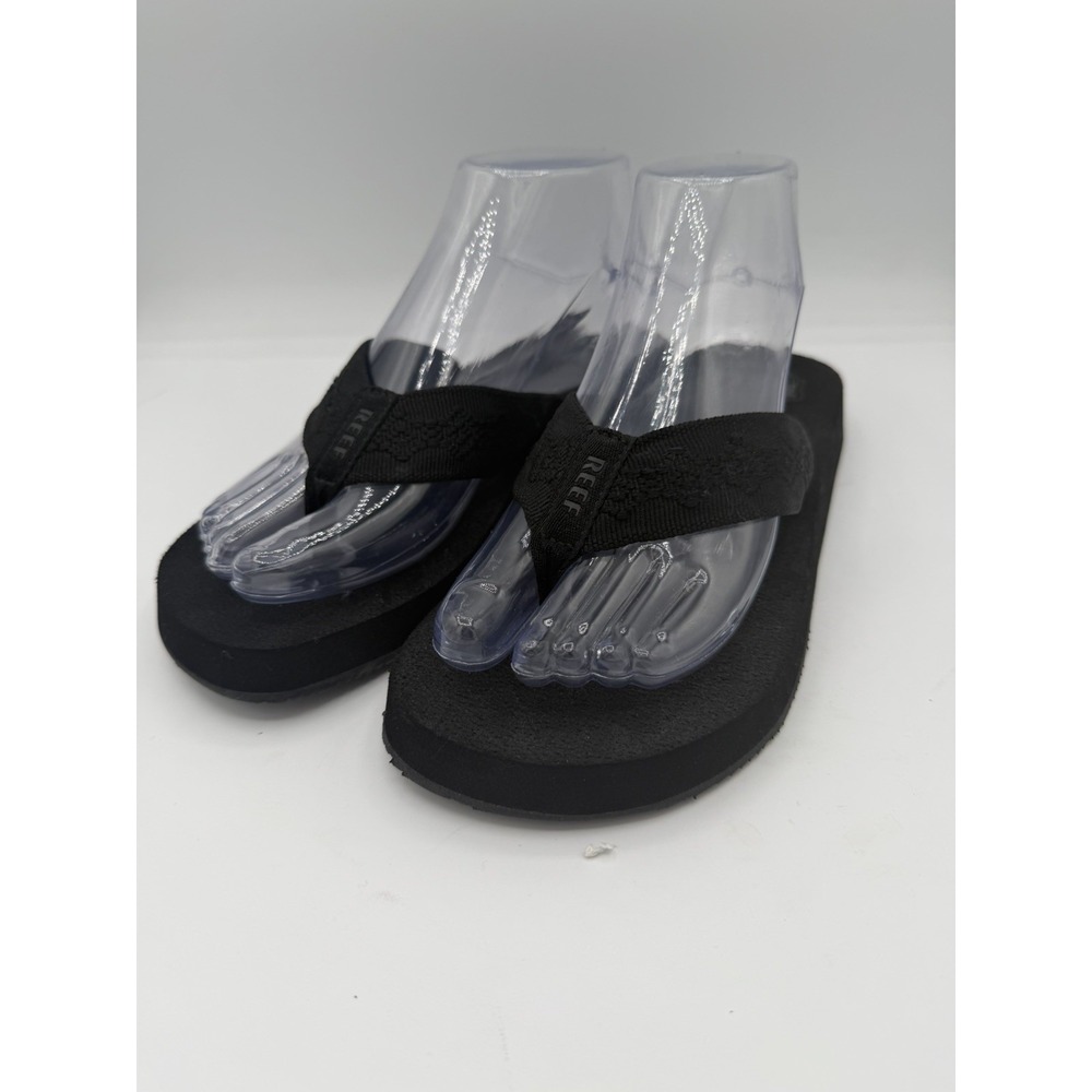 Reef Smoothy Men's Flip Flop Black Beach Soft Woven Sandals Size 8